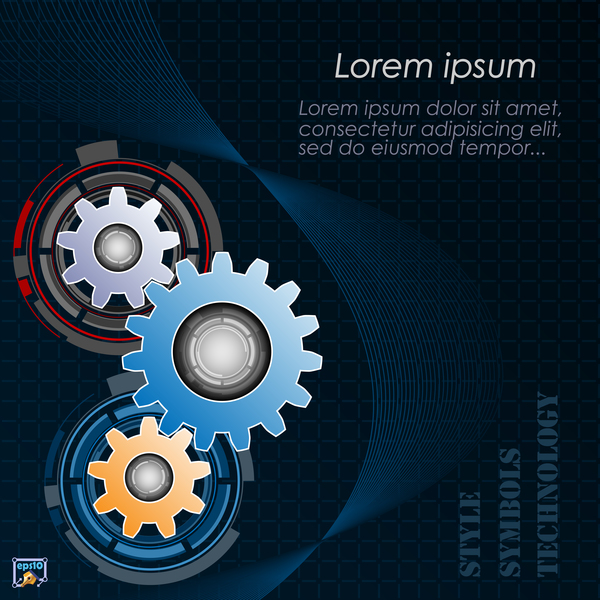 Gears and business background templates vector 06