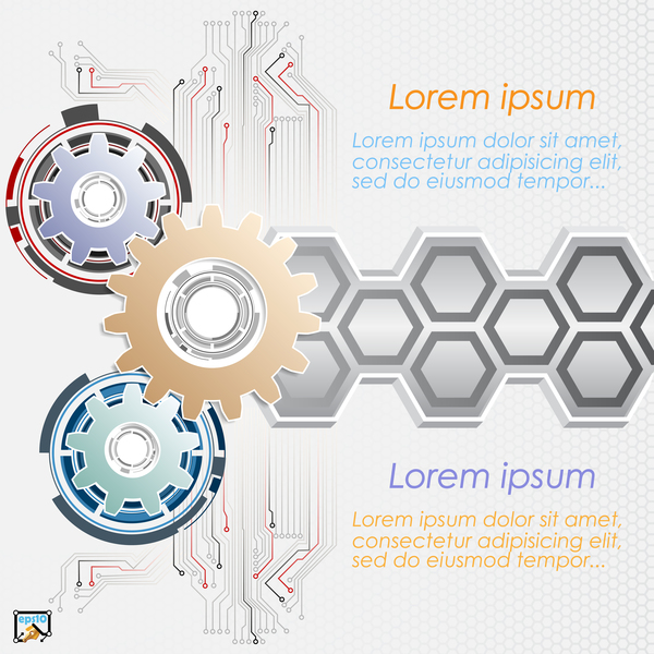 Gears and business background templates vector 09