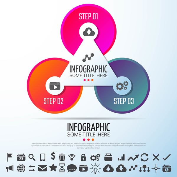 Geometric shape with circles infographic vector 01