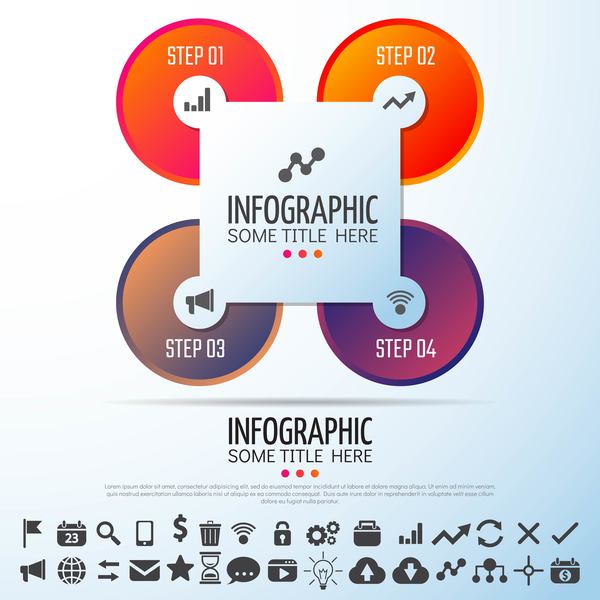 Geometric shape with circles infographic vector 02