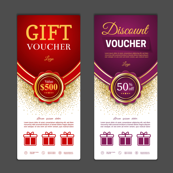 Gift voucher vertical card template vector 02