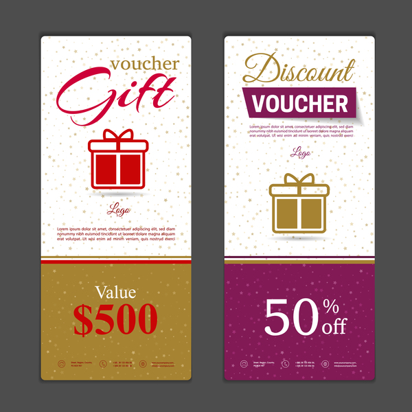 Gift voucher vertical card template vector 03