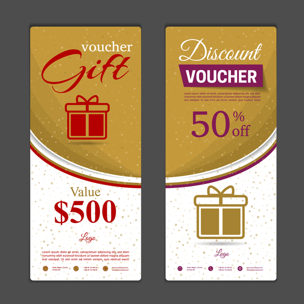 Gift voucher vertical card template vector 04