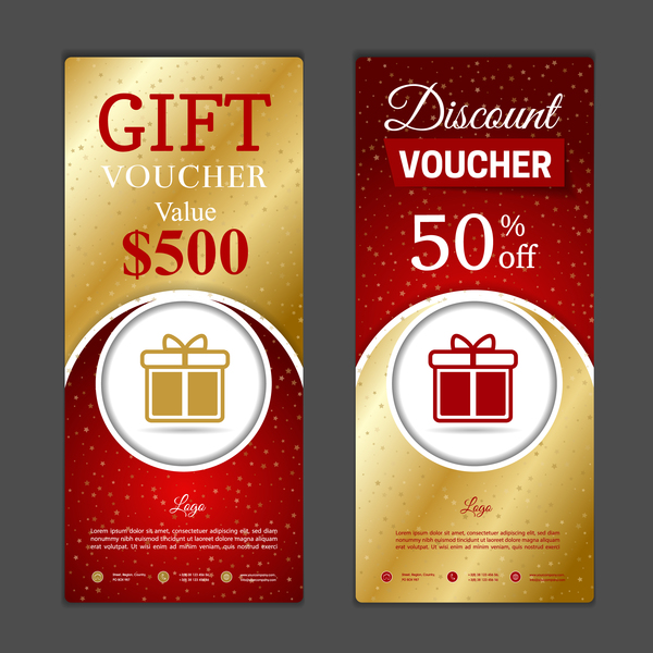Gift voucher vertical card template vector 05