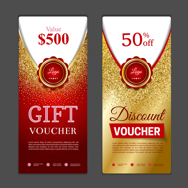 Gift voucher vertical card template vector 07