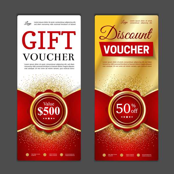 Gift voucher vertical card template vector 08