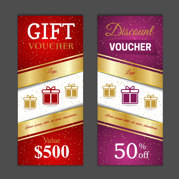 Gift voucher vertical card template vector 11