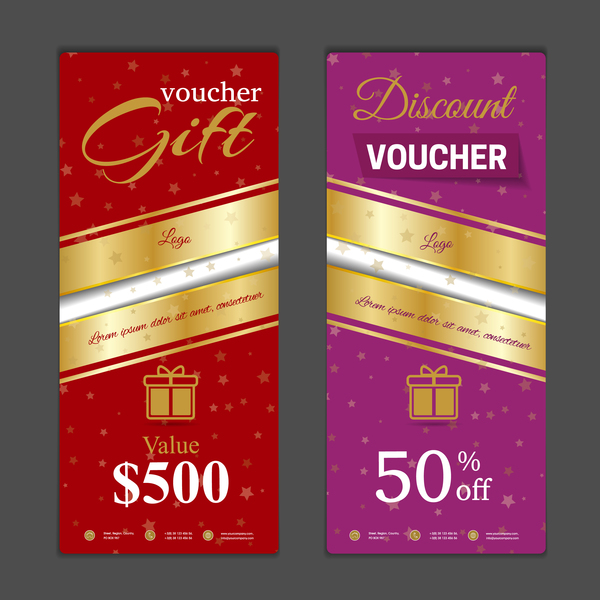 Gift voucher vertical card template vector 12