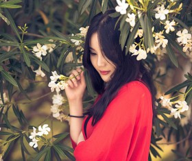 Girl with flowers Stock Photo