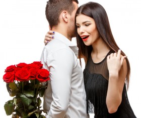 Give his girlfriends red roses Stock Photo