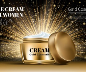 Gold cosmetic poster template vector