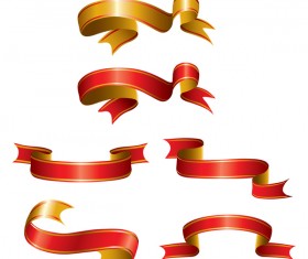 Gold red ribbons design vector