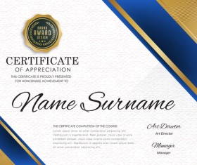 Golden certificate template vector