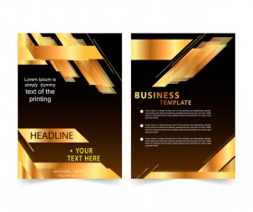 Golden company brochure cover template vector 01