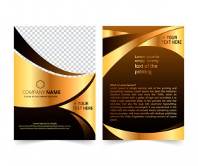 Golden company brochure cover template vector 02