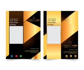 Golden company brochure cover template vector 03