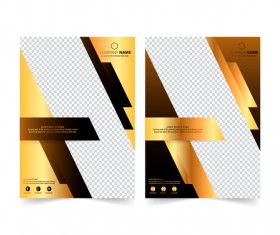 Golden company brochure cover template vector 04