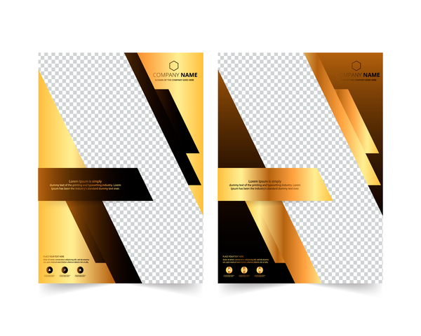 Golden company brochure cover template vector 04