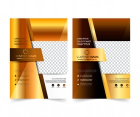 Golden company brochure cover template vector 05