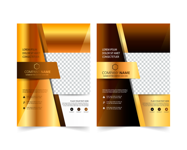 Golden company brochure cover template vector 05