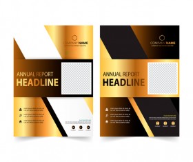 Golden company brochure cover template vector 06