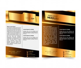 Golden company brochure cover template vector 07