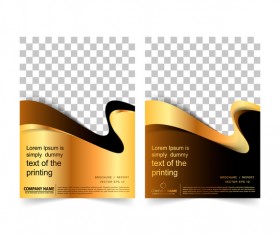 Golden company brochure cover template vector 08