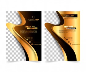 Golden company brochure cover template vector 09