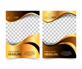 Golden company brochure cover template vector 11