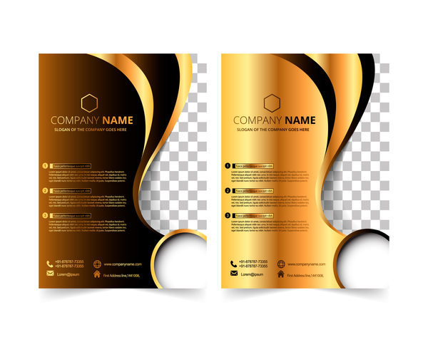 Golden company brochure cover template vector 12