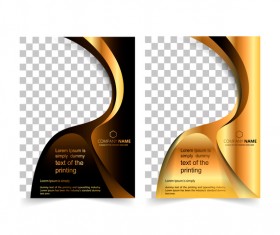 Golden company brochure cover template vector 14