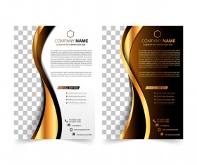 Golden company brochure cover template vector 16