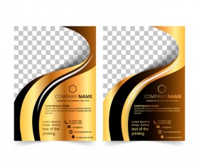 Golden company brochure cover template vector 18