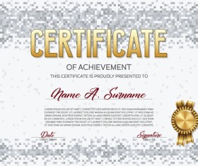 Gray pixelated certificate template vector material 02