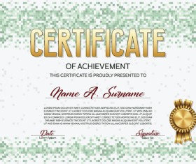 Green pixelated certificate template vector material 02