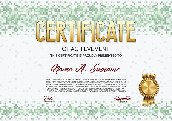 Green pixelated certificate template vector material 02