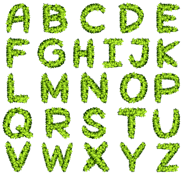Green plant alphabet creative vector