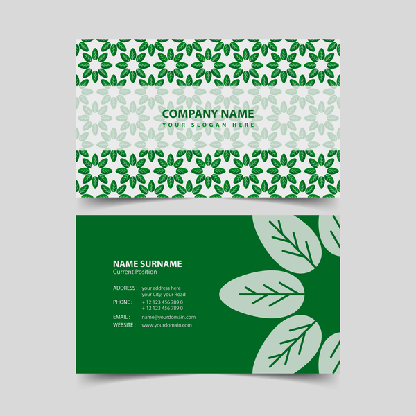 Green style business card vector