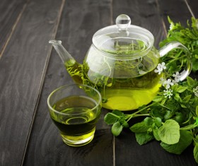 Green tea on the desktop Stock Photo 01