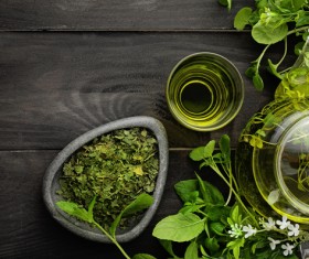 Green tea on the desktop Stock Photo 02