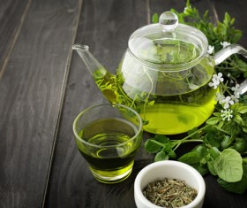 Green tea on the desktop Stock Photo 07