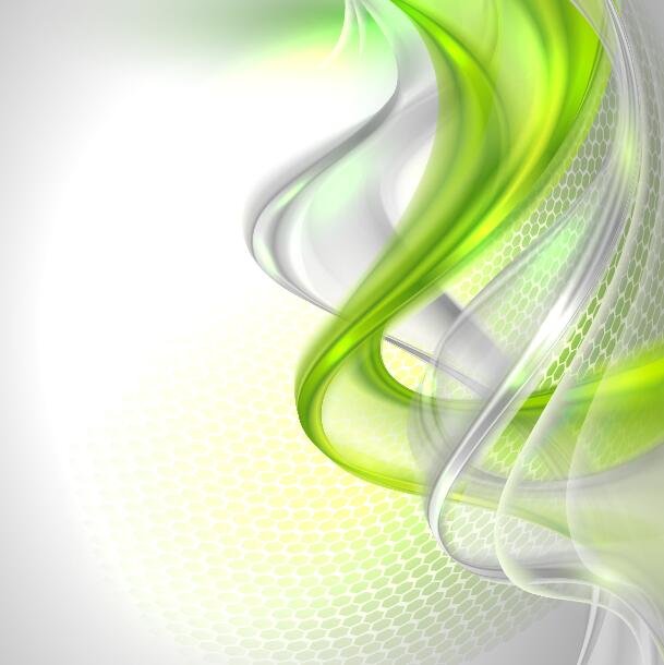 Green wavy transparent abstract backgrounds vector 01
