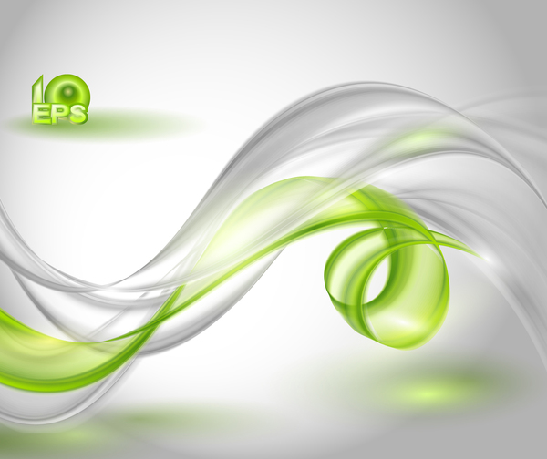 Green wavy transparent abstract backgrounds vector 03