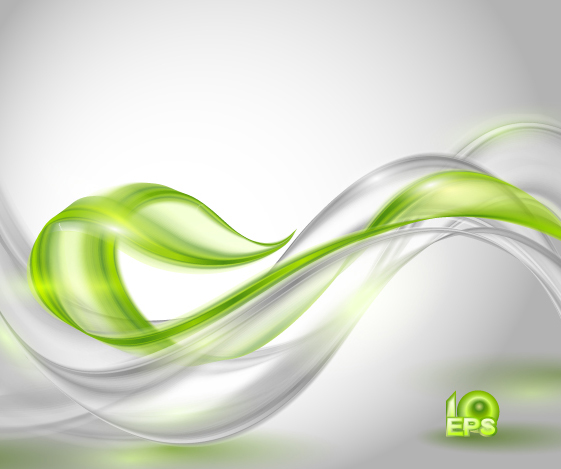 Green wavy transparent abstract backgrounds vector 04