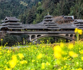 Guangxi Sanjiang Chengyang wind and rain bridge Stock Photo