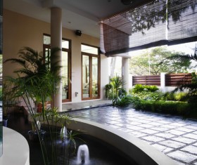 Hall and courtyard lawn landscape Stock Photo 01