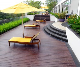 Hall and courtyard lawn landscape Stock Photo 03