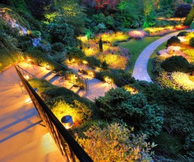 Hall and courtyard lawn landscape Stock Photo 04