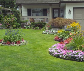 Hall and courtyard lawn landscape Stock Photo 07