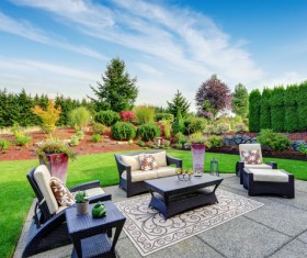 Hall and courtyard lawn landscape Stock Photo 13